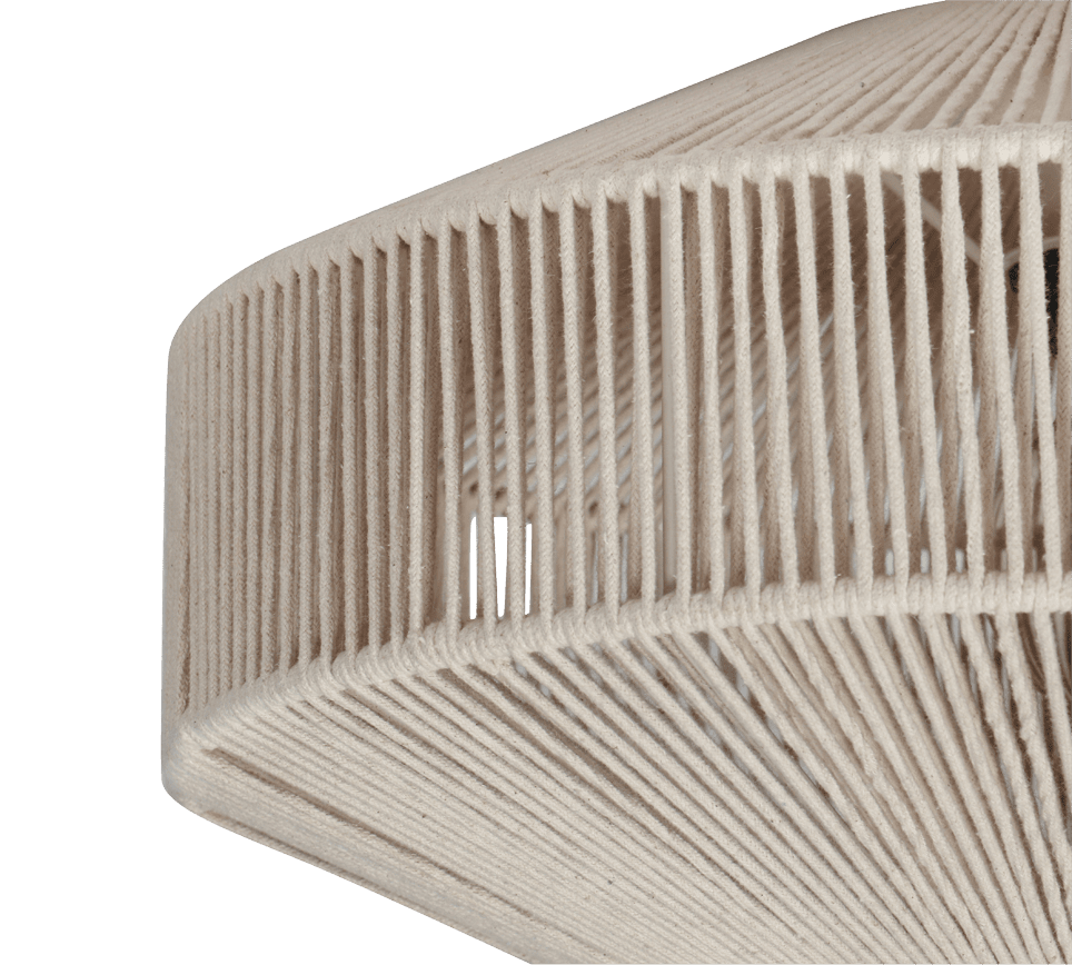 Svea Ø46 Beige plafond från Trio Lighting - Den noggrant v&auml;vda bomullssk&auml;rmen skapar ett vackert ljusspel och ger rummet en varm och levande atmosf&auml;r.