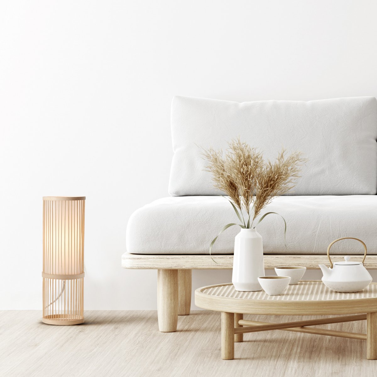 Nori 36cm Natur bordslampa från Brilliant - Lampan har en str&ouml;mbrytare p&aring; sladden f&ouml;r enkel p&aring;- och avst&auml;ngning och en 2 meter l&aring;ng kabel.