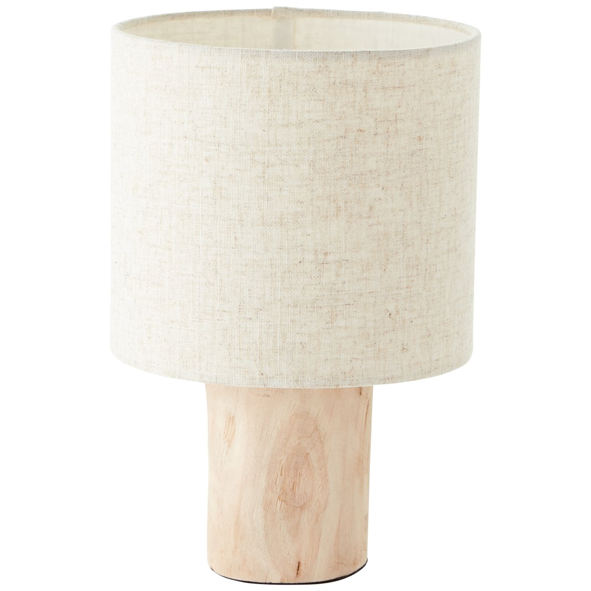 Pia 30cm Natur bordslampa från Brilliant - Den har en naturlig design med fot i FSC-certifierat tr&auml;, vilket inneb&auml;r att tr&auml;et kommer fr&aring;n h&aring;llbart skogsbruk.