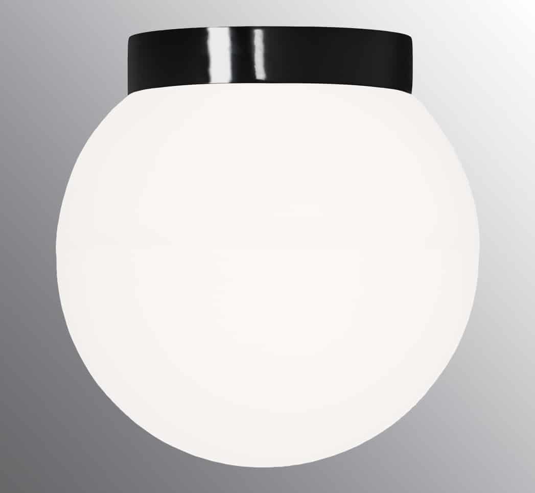 Classic Glob 300 Svart badrumslampa från Ifö electric - Den rundade formen och det frostade glaset ger ett mjukt, behagligt ljus som skapar en lugn atmosf&auml;r i badrummet.