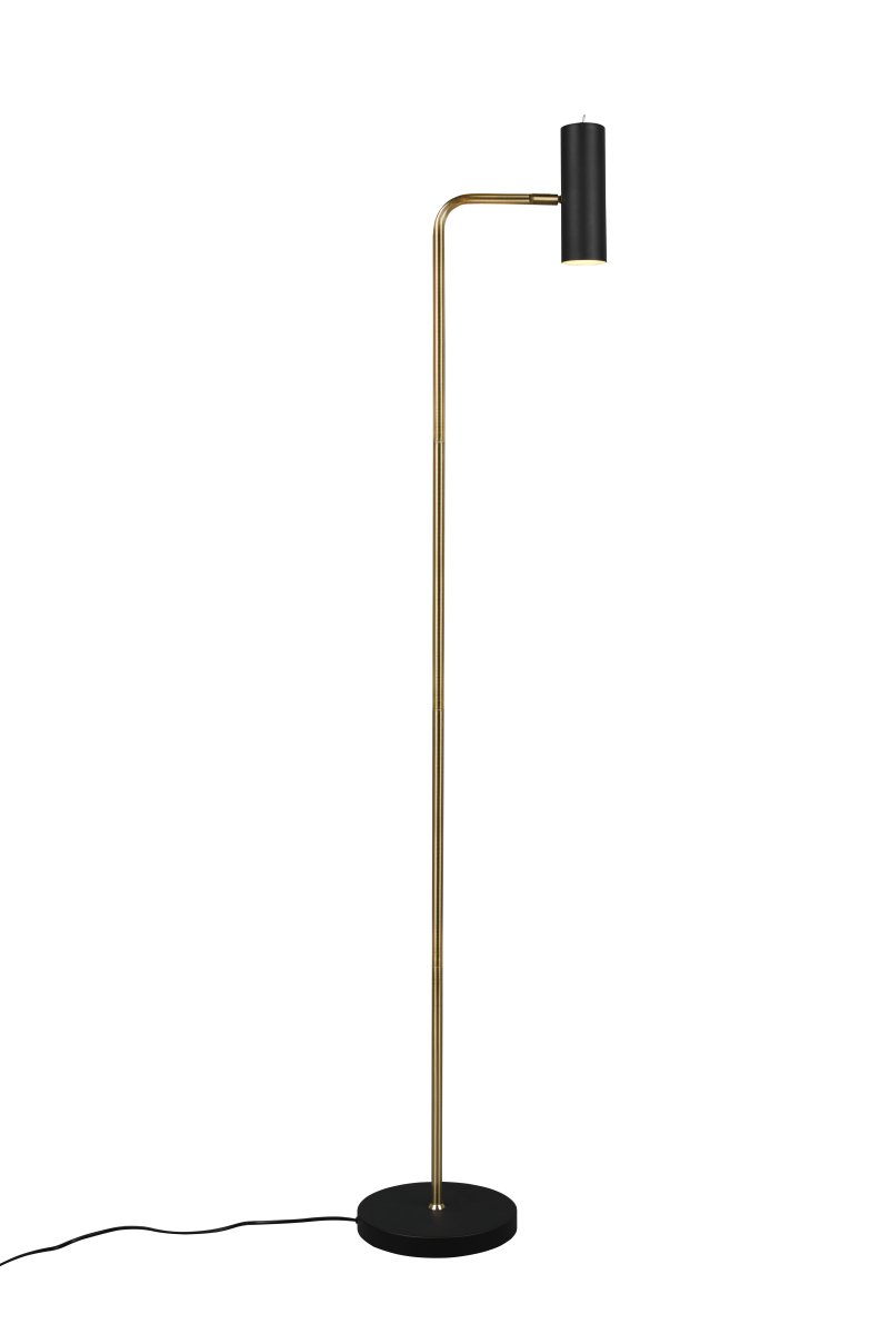 Marley Matt mässing golvlampa från Trio Lighting - Den minimalistiska golvlampan MARLEY med sina rena linjer och eleganta design sätter ljuset i fokus och skapar stämningsfulla accenter.