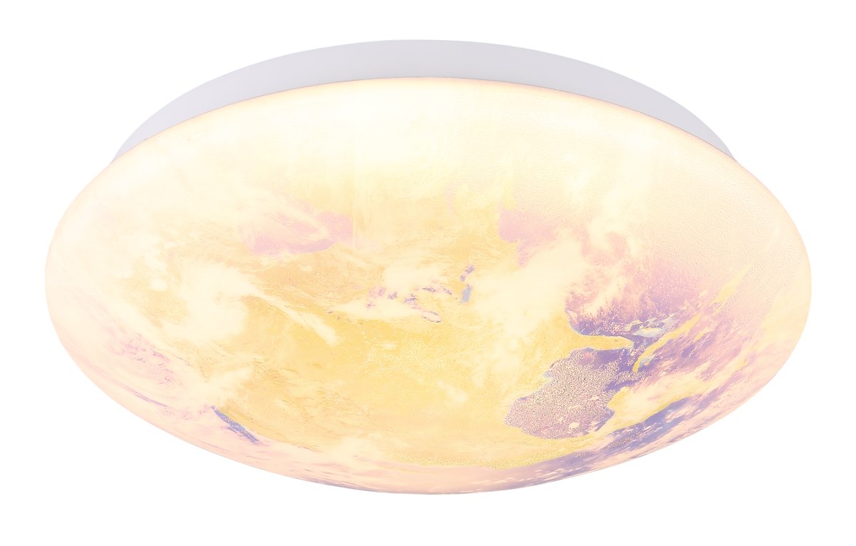 Gaia Ø26 Flerfärgad barnlampa från Globo Lighting - Gaia &auml;r en unik plafond med en detaljerad v&auml;rld och molnmotiv p&aring; sk&auml;rmen.