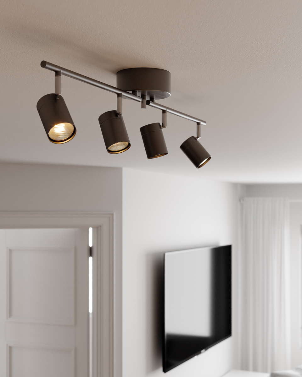 Correct 4 Stålgrå spotlight från By Rydéns - Correct skapar en diskret och modern k&auml;nsla i ditt hem och lampan passar utm&auml;rkt i hallen, sovrumet, k&ouml;ket eller vardagsrummet.