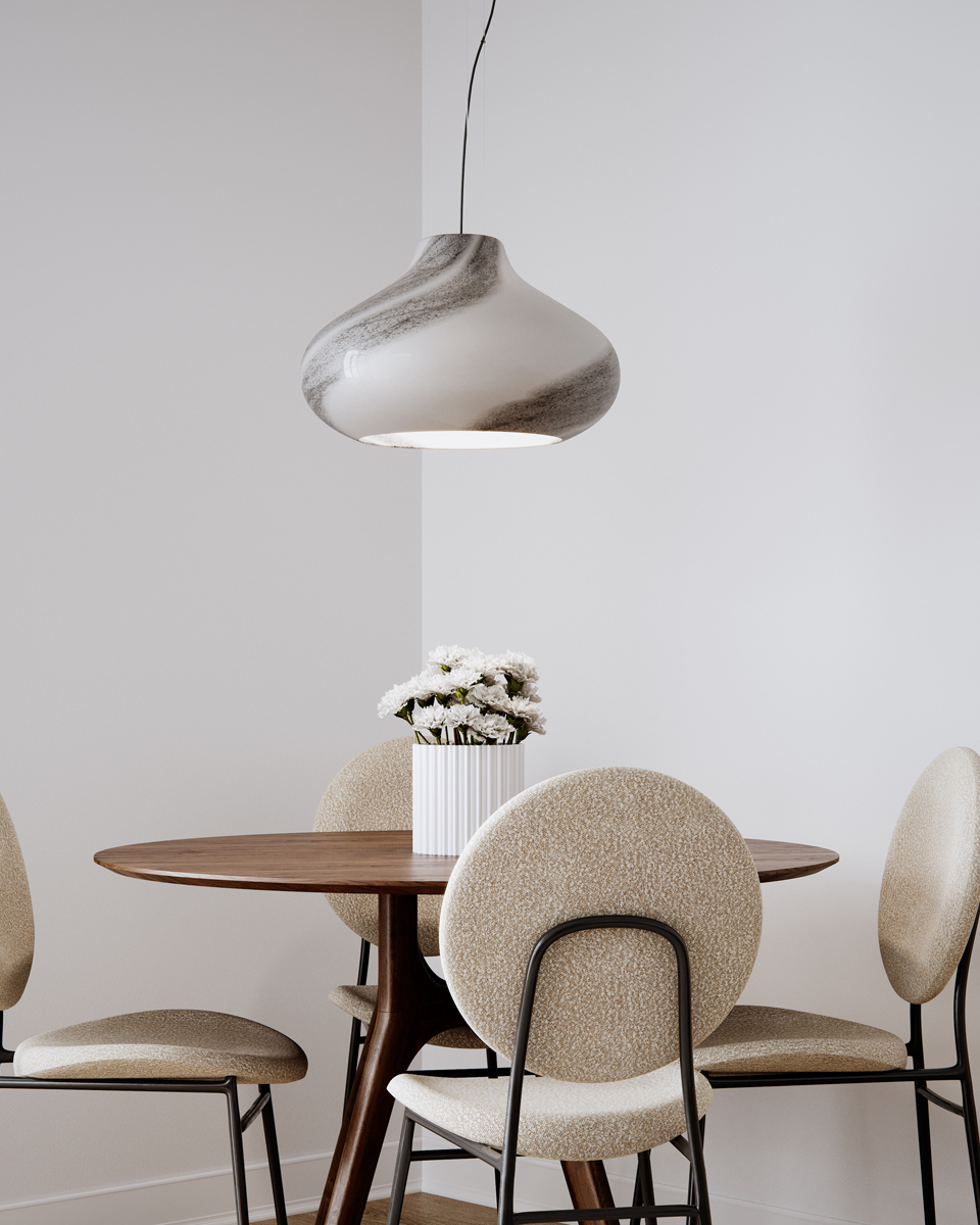 Mira Ø45 Vit/svart taklampa från By Rydéns - Mira är en lyxig, exklusiv taklampa och kommer i två färger; vitsvart och naturfärgad.
