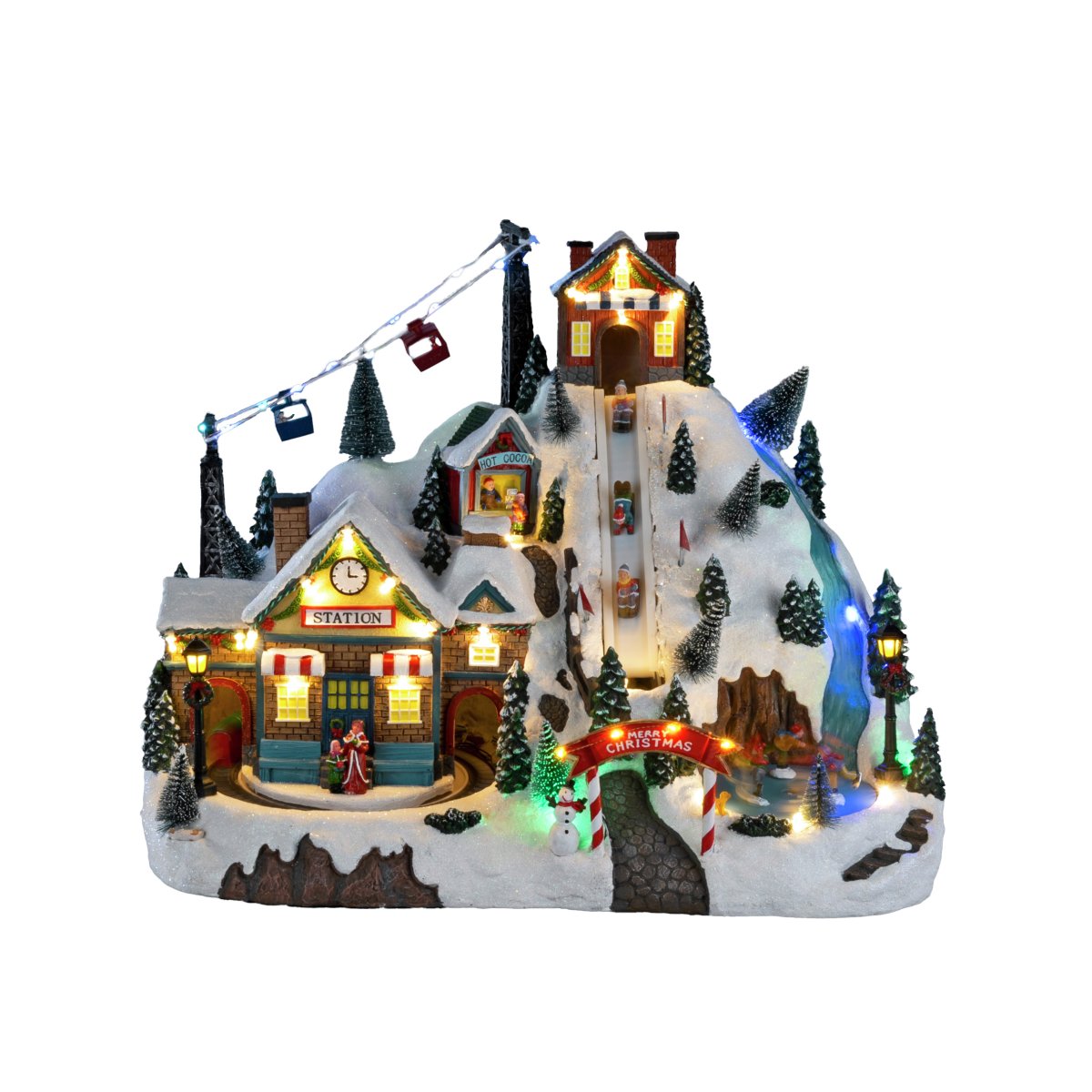 Julby Skidort 28cm Flerfärgad från Konstsmide - Skapa en levande och magisk julk&auml;nsla med denna detaljrika julby i form av en skidort, tillverkad i polyresin.