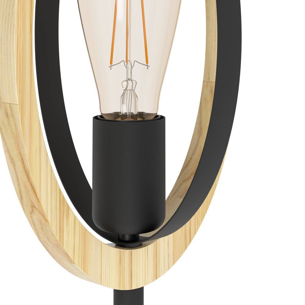 Basildon 35cm Svart bordslampa från Eglo - L&aring;t denna lampa ge ditt hem en modern touch med en naturlig twist!