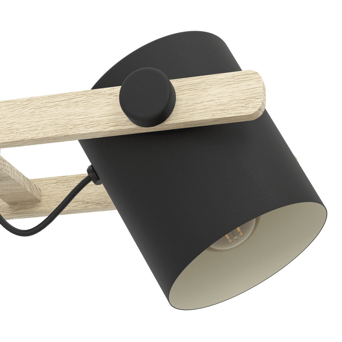 Hornwood 78cm Svart taklampa från Eglo - Hornwood takpendel kombinerar metall och tr&auml; i en rustik design med naturlig k&auml;nsla.