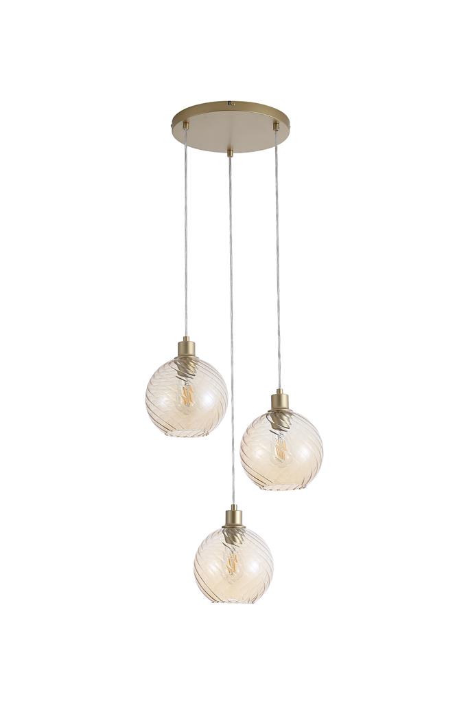 Radiance Ø46 Guld taklampa från Searchlight - Kuporna &auml;r h&auml;nger fr&aring;n en takplatta i guldfinish, vilket skapar ett stilrent och sofistikerat uttryck.