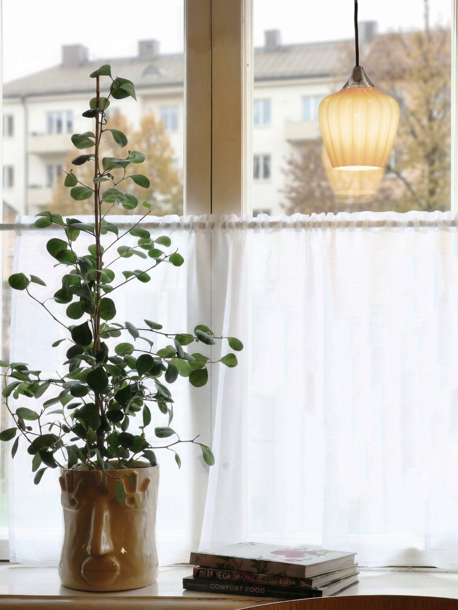 Amalfi Ø14 Aprikos fönsterlampa från PR Home - Amalfi f&ouml;nsterpendel har en tidl&ouml;s och elegant design med en mjuk form inspirerad av sn&ouml;droppens blomma.