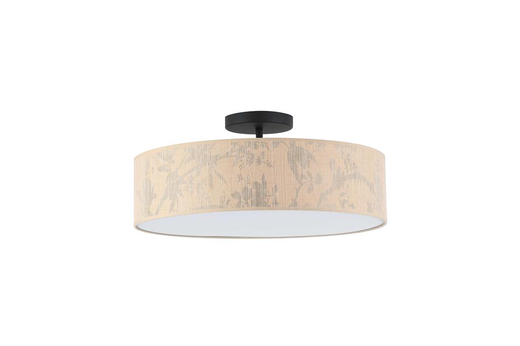 Isla Ø55 Ljusbrun plafond från Searchlight - Isla &auml;r en vacker plafond med&nbsp;sk&auml;rm tillverkad av milj&ouml;v&auml;nligt &aring;tervunnet papper och pryds av ett mjukt l&ouml;vm&ouml;nster i naturliga toner &ndash; perfekt f&ouml;r att skapa en varm och rogivande atmosf&auml;r.