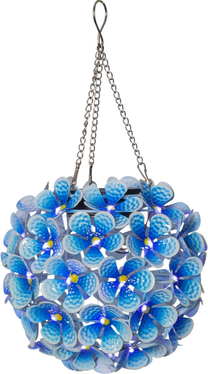 Star Trading Hortensia - Decorazione Solare LED A Forma Di Ortensia Blu | 44 LED Bianchi