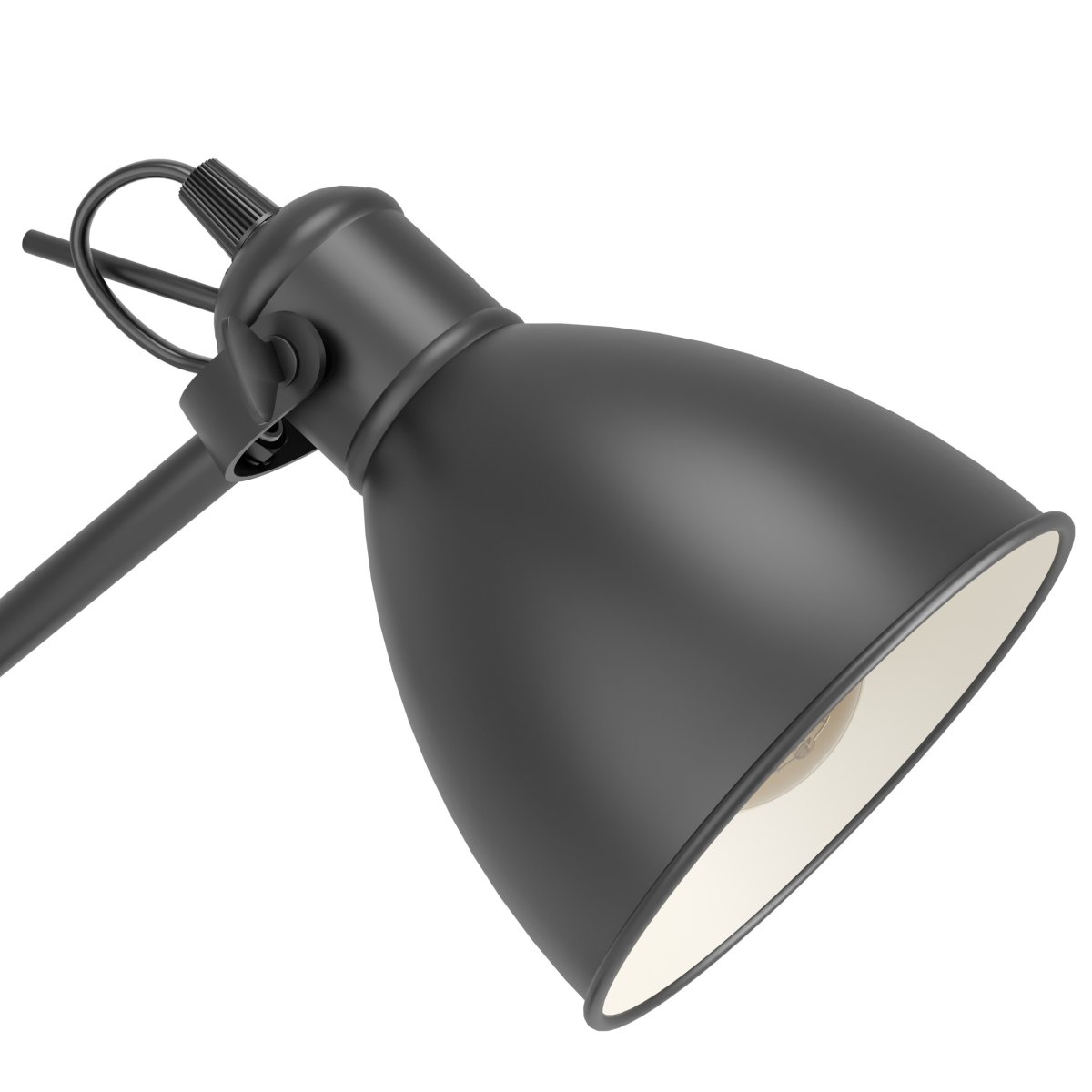 Priddy Svart golvlampa från Eglo - Den vita insidan av sk&auml;rmen ger ett mjukt och behagligt ljus, samtidigt som lampan blir en snygg detalj i rummet.