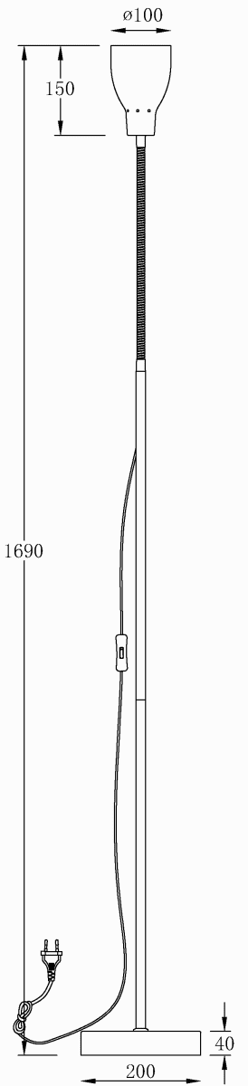 Sarek Svart golvlampa från Aneta Lighting - Sarek &auml;r en stilren golvlampa i mattsvart metall med flexarm i krom f&ouml;r enkel justering av ljuset.