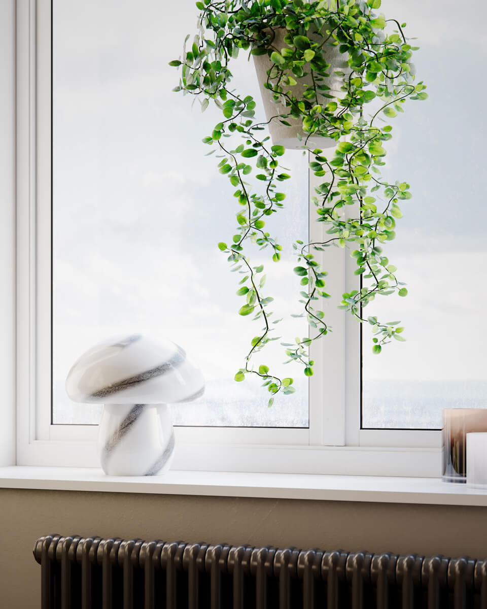 Mira Mushroom 30cm Vit/svart bordslampa från By Rydéns - Lampan &auml;r inte bara en funktionell ljusk&auml;lla utan ocks&aring; en konstn&auml;rlig detalj som lyfter fram din inredning med sin naturinspirerade design och handgjorda kvalitet.