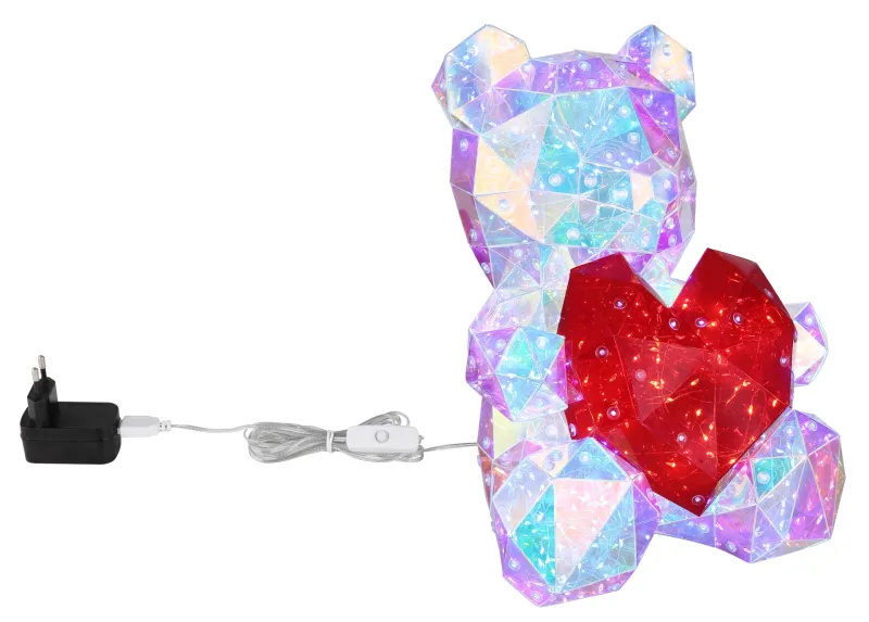 Brondar Transparent barnlampa från Globo Lighting - Den charmiga bordslampan i form av en s&ouml;t bj&ouml;rn med ett hj&auml;rta i kristall-look sprider ett magiskt sken i rummet.
