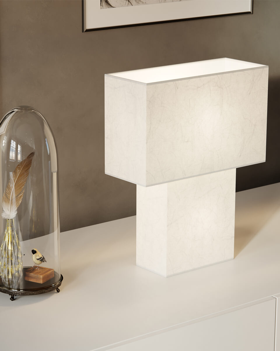 iSquare 50cm Vit bordslampa från By Rydéns - L&aring;t iSquare bli ett tillskott till din heminredning, perfekt f&ouml;r att skapa en harmonisk atmosf&auml;r med en touch av japansk elegans.