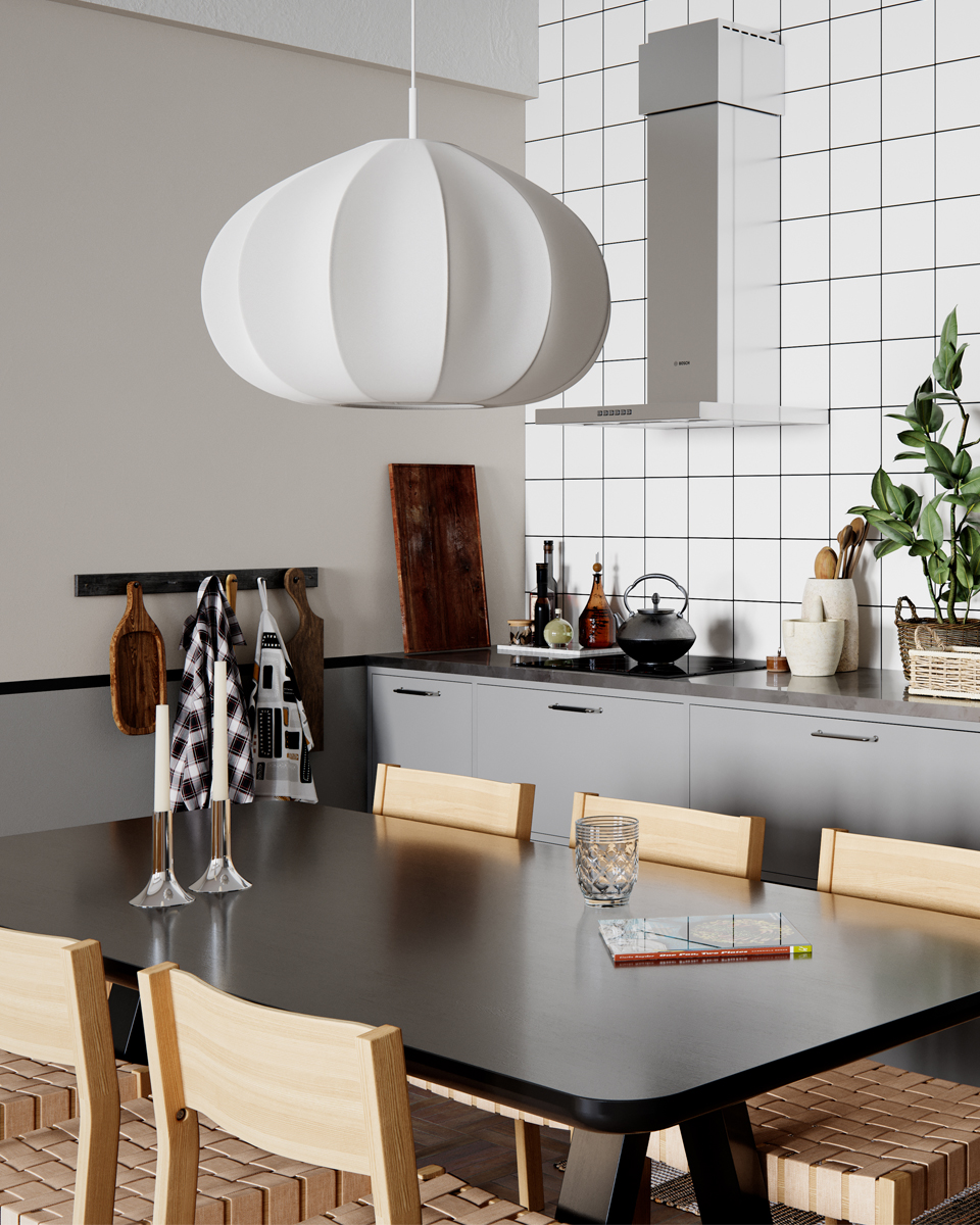 Ebba Ø60 Vit taklampa från By Rydéns - Upph&auml;nget &auml;r i matt vit metall och kompletteras av en textilkabel i vitt, vilket bidrar till lampan eleganta utseende.