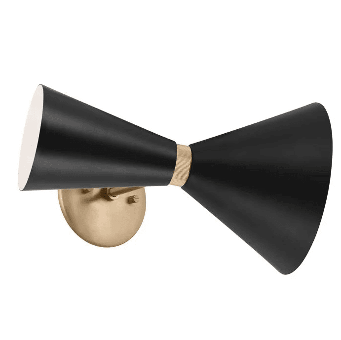 Phix 34cm Svart/brons vägglampa från Elstead Lighting - Den kombinerar svart f&auml;rg med en elegant ljus brons-finish f&ouml;r ett modernt och stilrent uttryck.