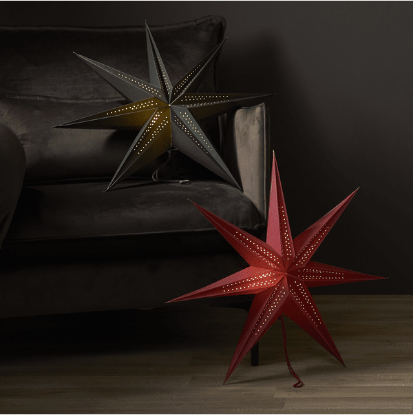 Point Ø60 Guld från Star Trading - N&auml;tt guld f&auml;rgad pappersstj&auml;rna med en dekorativt h&aring;lm&ouml;nster och vikning.