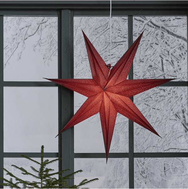 Holly Ø60 Röd från Star Trading - Stj&auml;rnan skapar julst&auml;mning i hemmet och har ett fint h&aring;lm&ouml;nster som ger ett fint sken.
