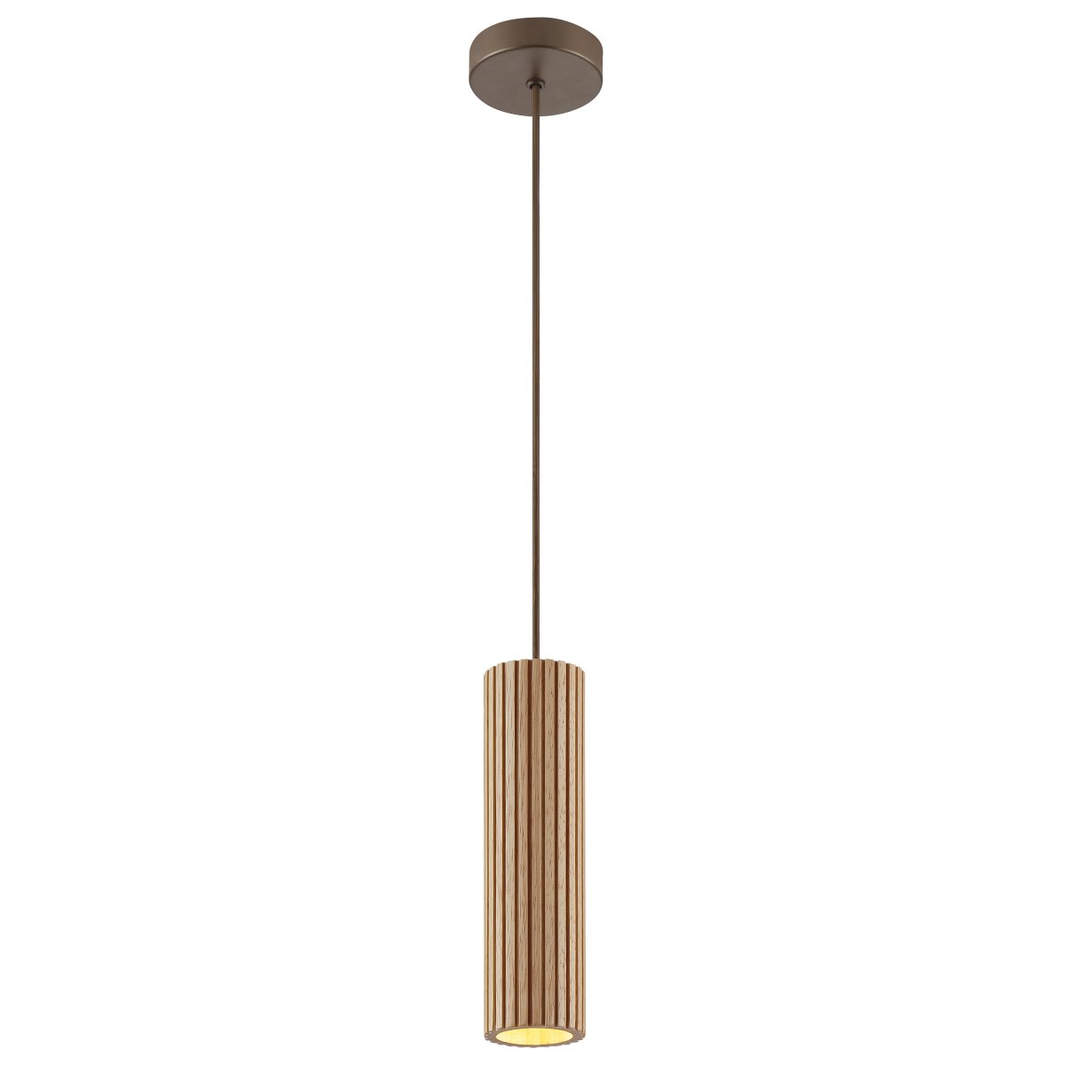 Lakewood Ø10 Trä taklampa från Brilliant - Pendeln har en takkopp i brun metall och en matchande kabel som skapar en enhetlig helhet.