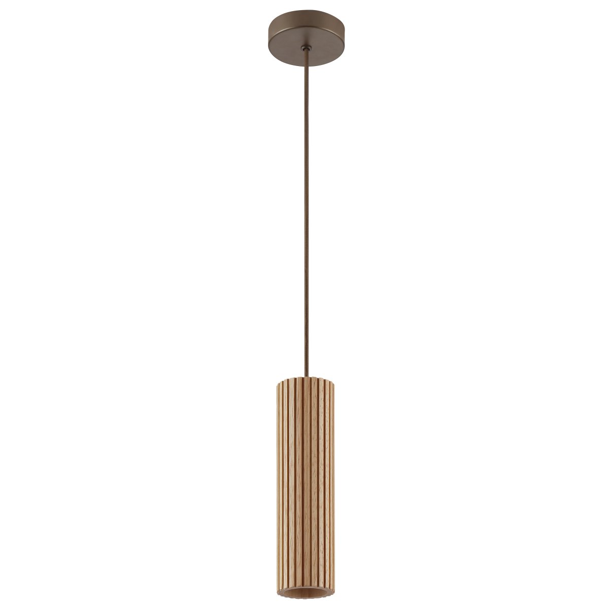 Lakewood Ø10 Trä taklampa från Brilliant - Pendeln har en takkopp i brun metall och en matchande kabel som skapar en enhetlig helhet.