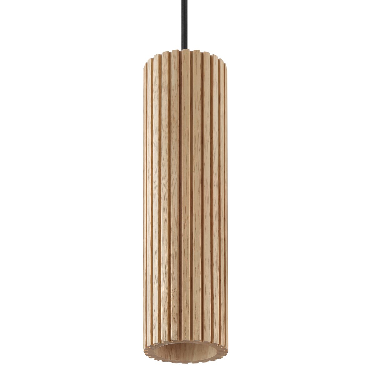 Lakewood 50cm Trä taklampa från Brilliant - Lakewood takpendel kombinerar brun metall med tre cylinderformade sk&auml;rmar i ljust, ribbat tr&auml; f&ouml;r ett varmt och stilrent uttryck.