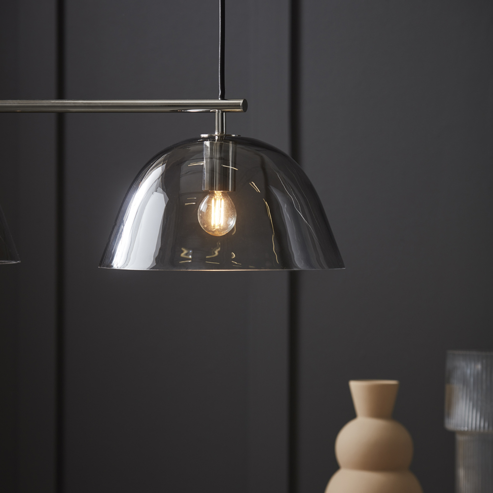 Wendo 70cm Nickel taklampa från CO Bankeryd - Wendo taklampa passar utm&auml;rkt &ouml;ver rektangul&auml;ra matbord d&auml;r lampan ger ett bra ljus samtidigt som den skapar karakt&auml;r i rummet.