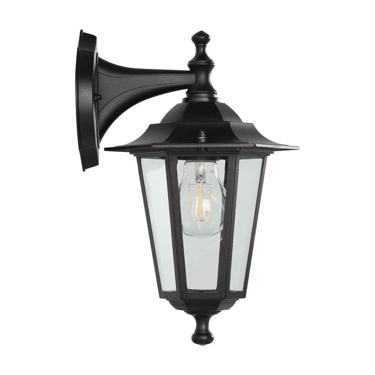 Laterna Svart utelampa från Eglo - Denna klassiska fasadlampa i svart aluminium har en tidl&ouml;s laternform som passar perfekt vid entr&eacute;er, fasader och uteplatser.