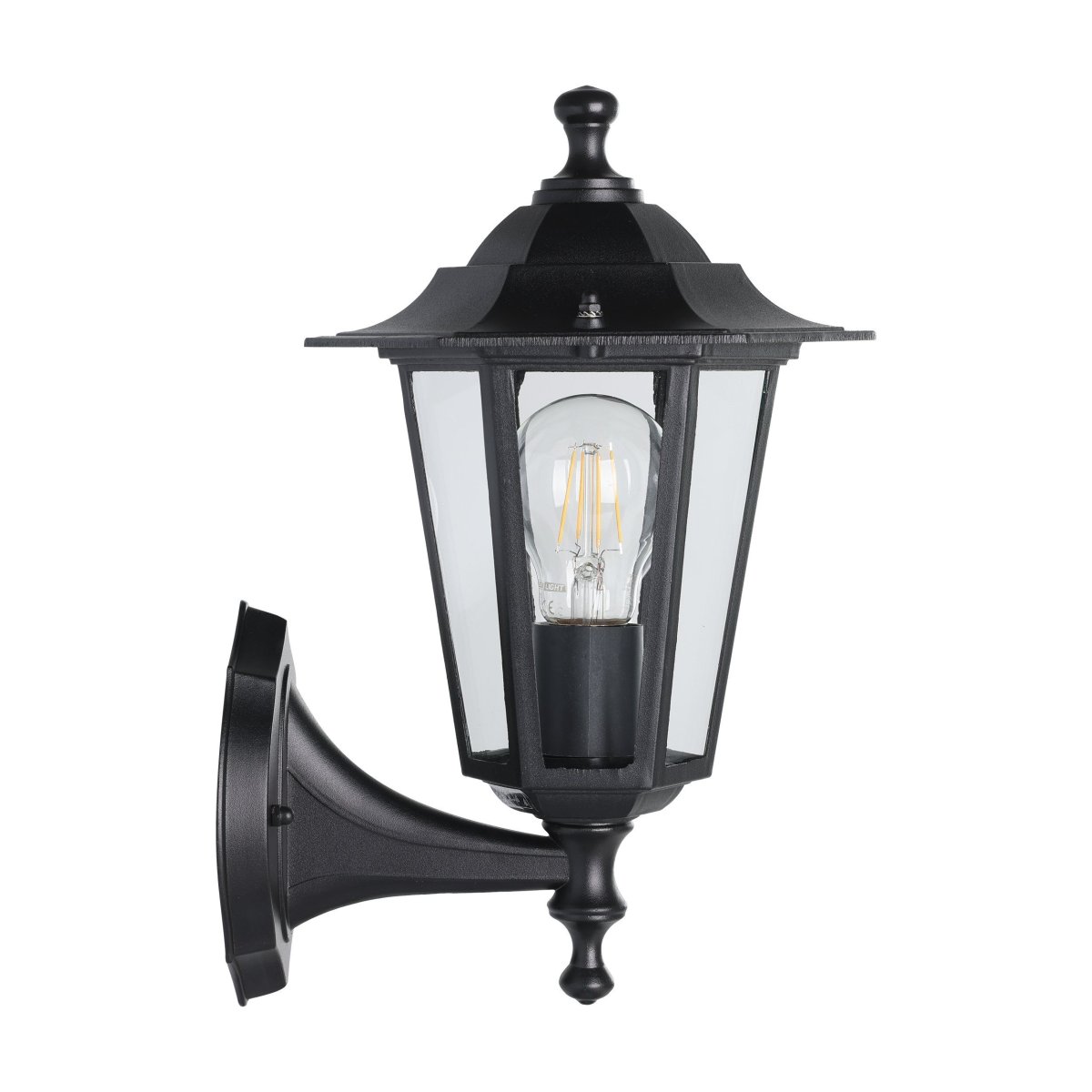 Laterna Svart utelampa från Eglo - Denna klassiska fasadlampa i svart aluminium har en tidl&ouml;s laternform som passar perfekt vid entr&eacute;er, fasader och uteplatser.