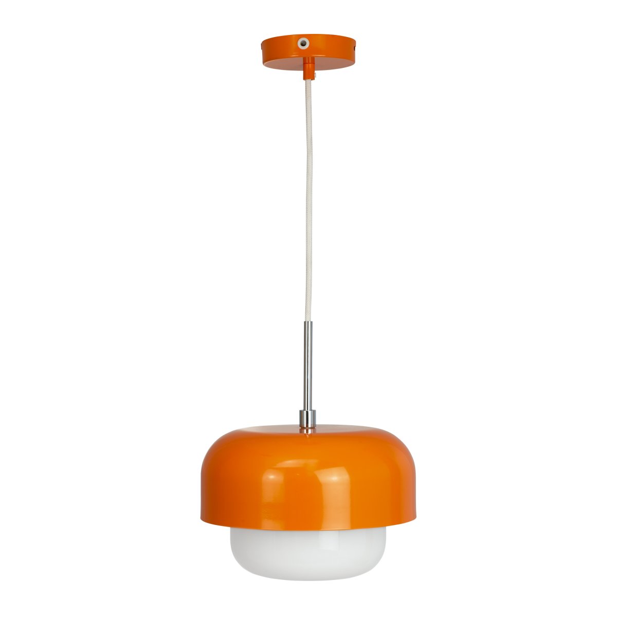 Haipot Ø23 Orange taklampa från Dyberg Larsen - Haipot D23 pendellampa i orange kan anv&auml;ndas som en enskild lampa eller h&auml;ngas i grupp, exempelvis &ouml;ver k&ouml;ksbordet, matbordet eller d&auml;rhemma d&auml;r du vill ha en designpunkt av ljus.