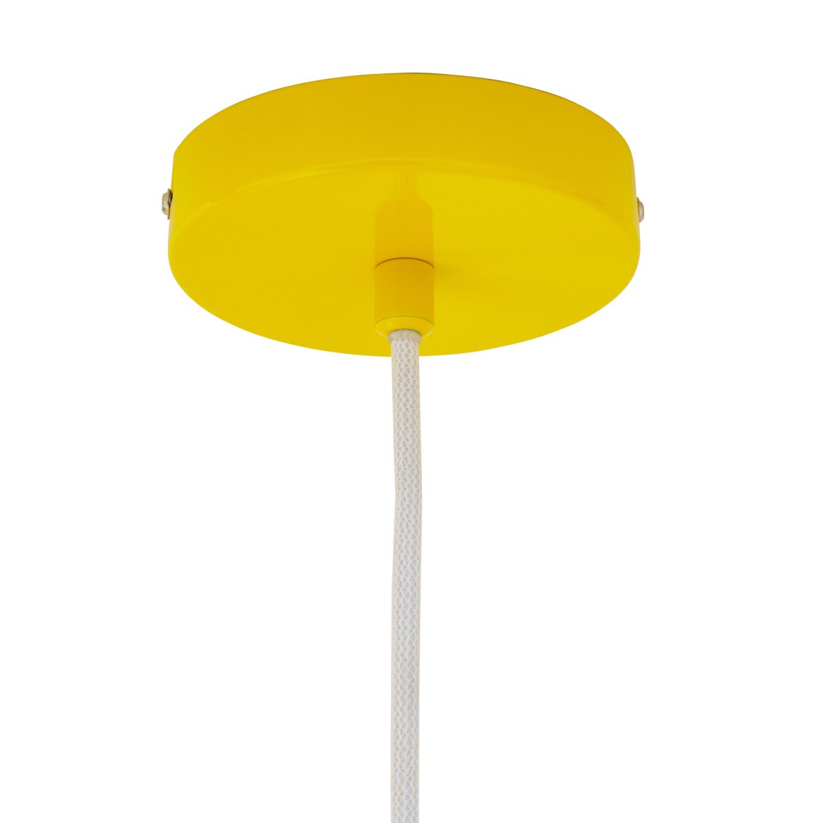 Haipot Ø23 Gul taklampa från Dyberg Larsen - Haipot-lampan har en elegant lampsk&auml;rm i opalglas och en klargul metallsk&auml;rm.