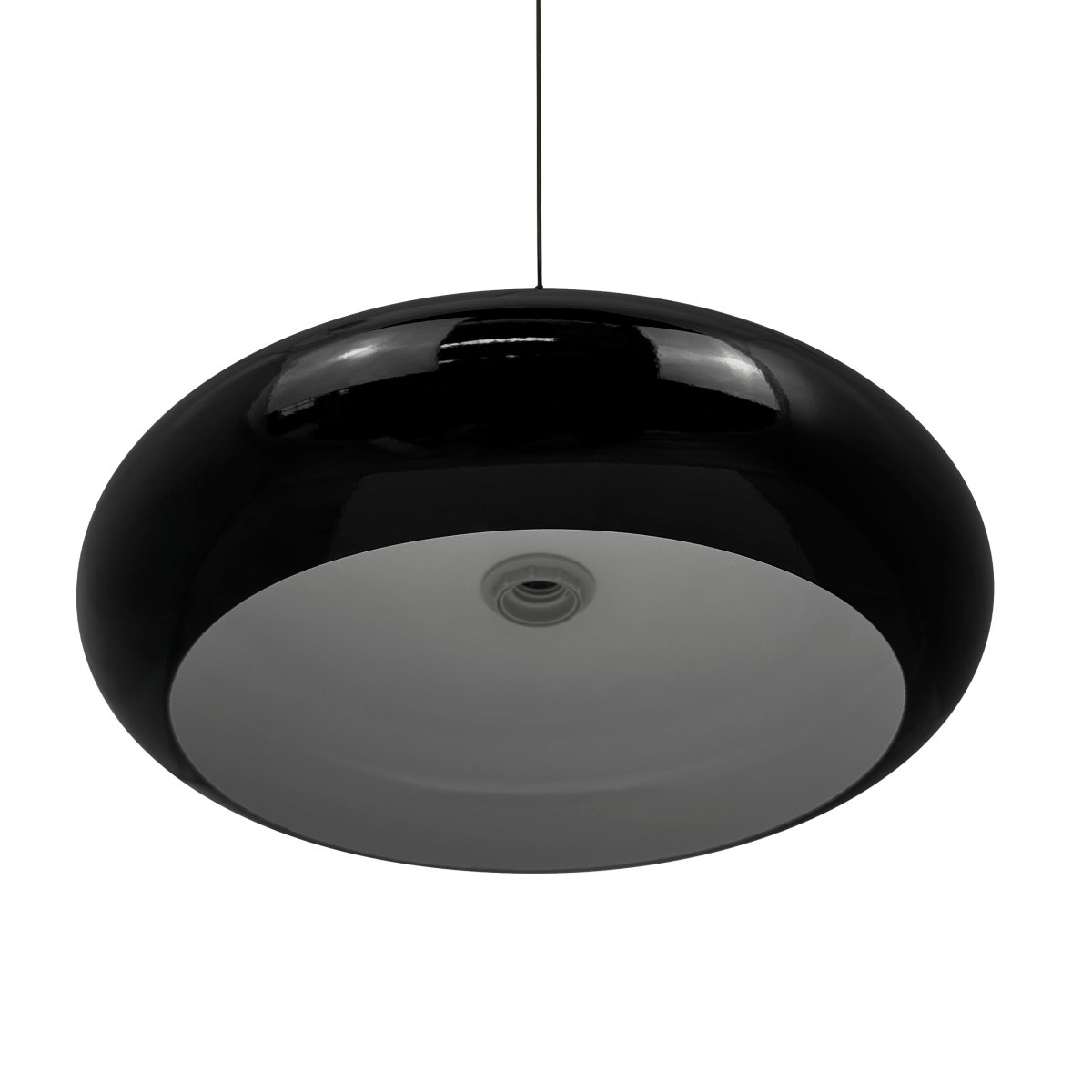 Planet Ø40 Svart taklampa från Dyberg Larsen - Planet pendellampa i glansig svart metall utstr&aring;lar enkelhet och stil i ett och samma belysningsval.
