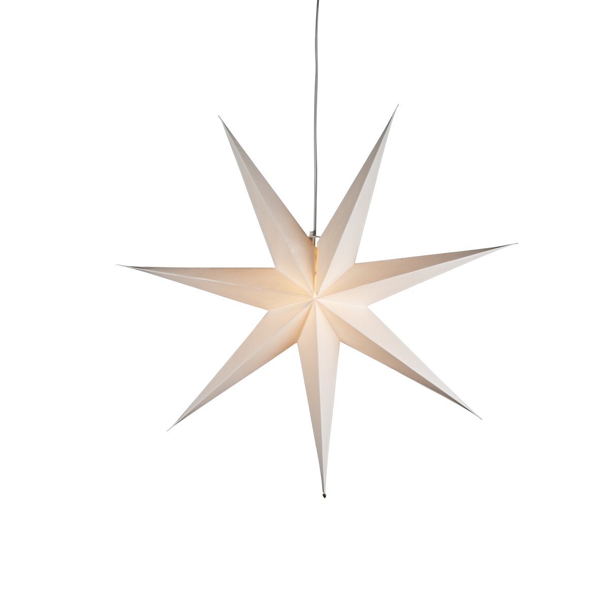 Pappersstjärna Ø78 Vit från Konstsmide - Den enkla, eleganta designen sprider ett mjukt och behagligt ljus som ger en harmonisk k&auml;nsla under advent och jul.