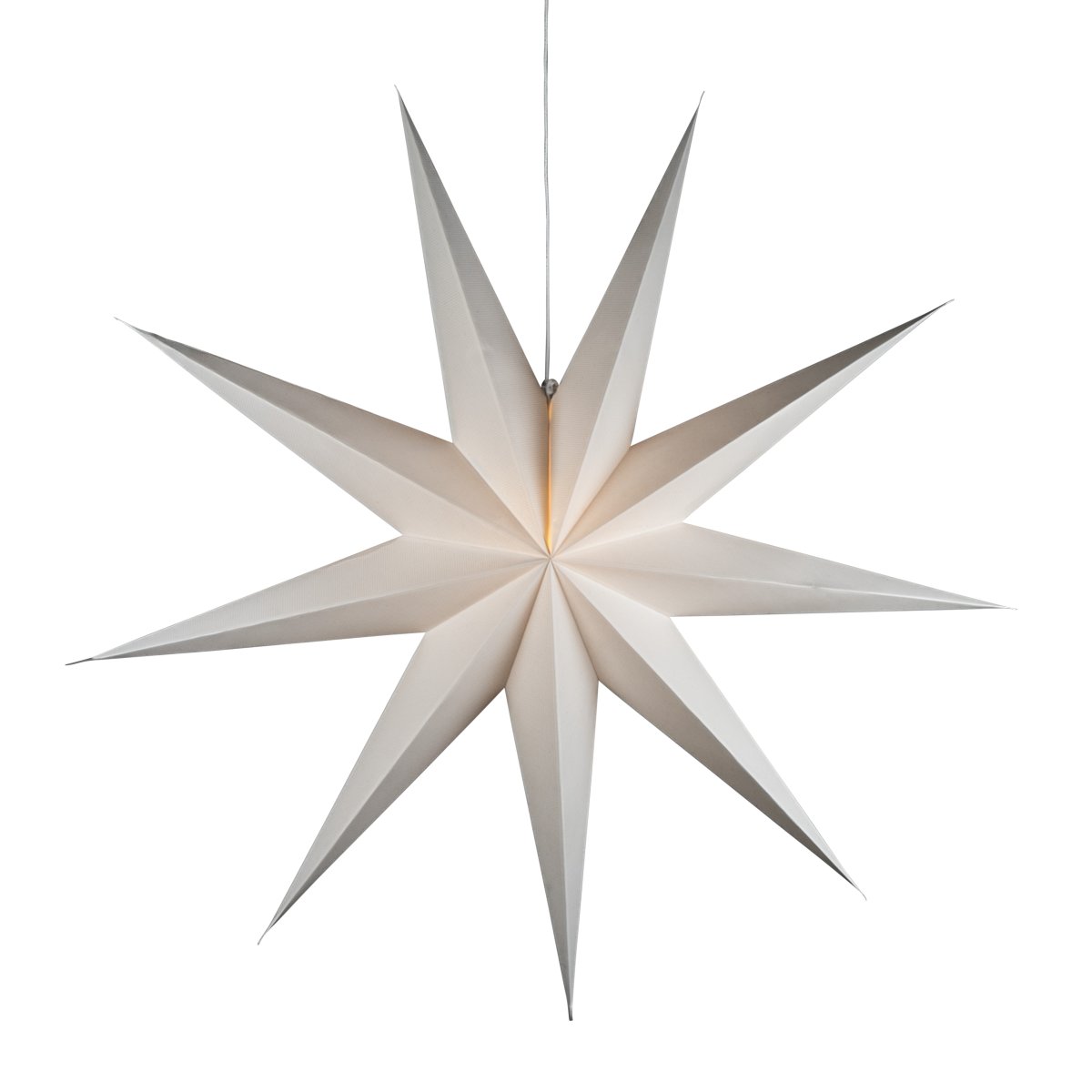 Pappersstjärna Ø115 Vit från Konstsmide - Den enkla, eleganta designen sprider ett mjukt och behagligt ljus som ger en harmonisk k&auml;nsla under advent och jul.