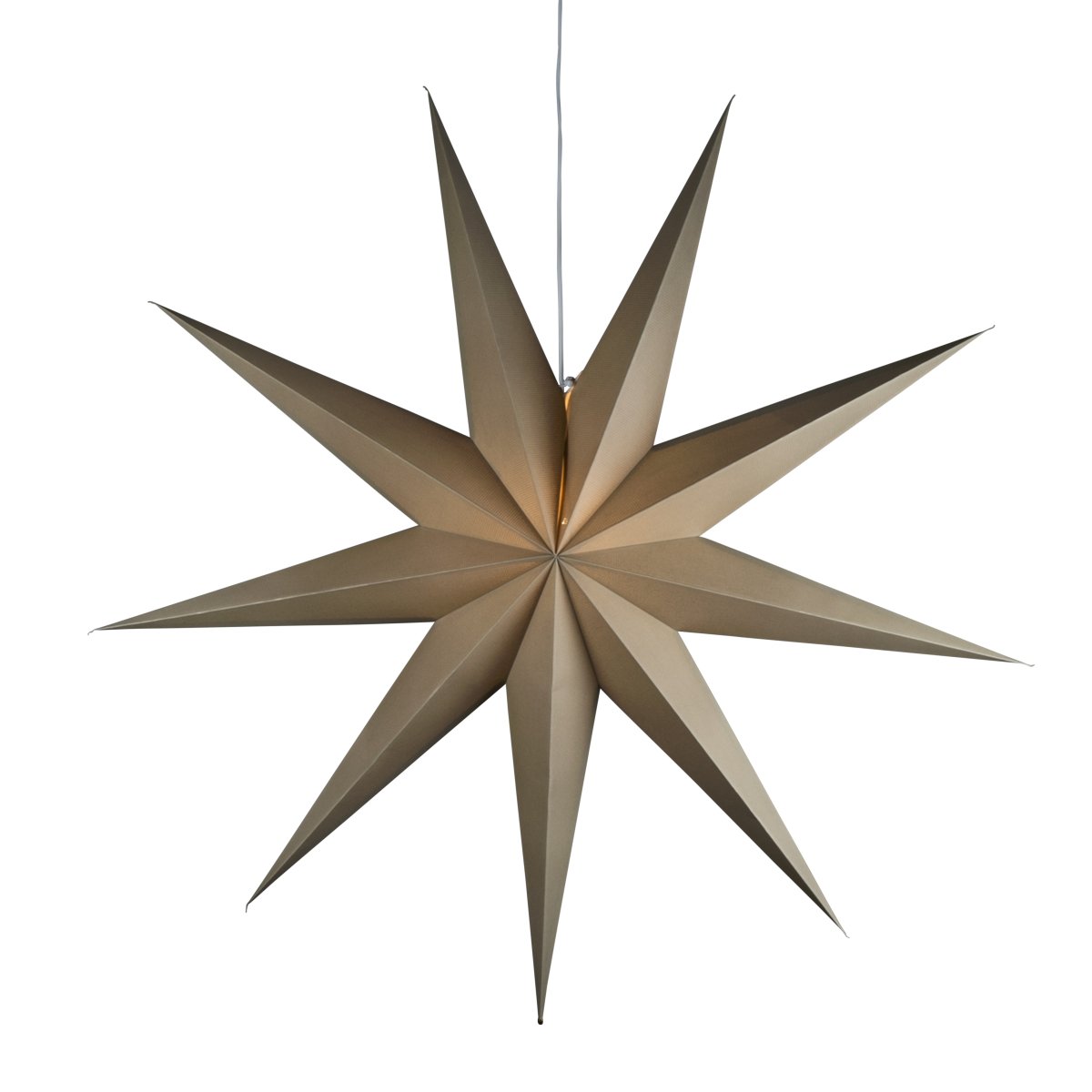 Pappersstjärna Ø115 Beige från Konstsmide - Den enkla, eleganta designen sprider ett mjukt och behagligt ljus som ger en harmonisk k&auml;nsla under advent och jul.