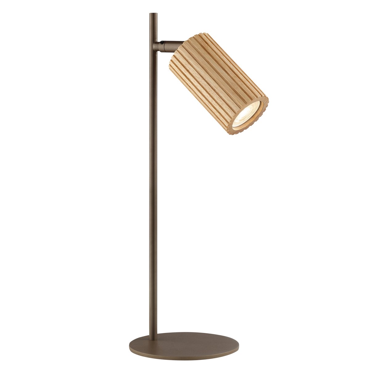 Lakewood 46cm Brun skrivbordslampa från Brilliant - Lakewood bordslampa kombinerar brun metall med ljust, ribbat tr&auml; och skapar ett varmt och naturligt uttryck.