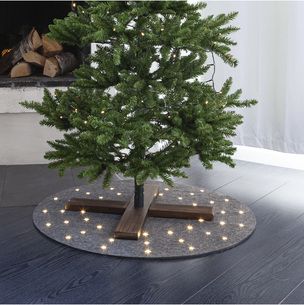 Julgransmatta Grå från Star Trading - Gr&aring; granmatta med diameter 80cm.
