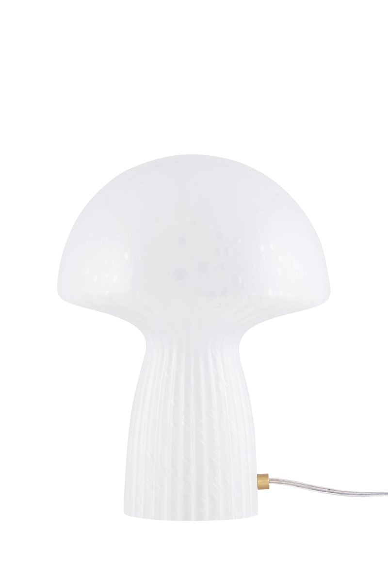 Fungo 30cm Vit bordslampa från Globen Lighting - Varje lampa &auml;r munbl&aring;st och unik, vilket inneb&auml;r att variationer i f&auml;rg, glastjocklek och antal bubblor f&ouml;rekommer.