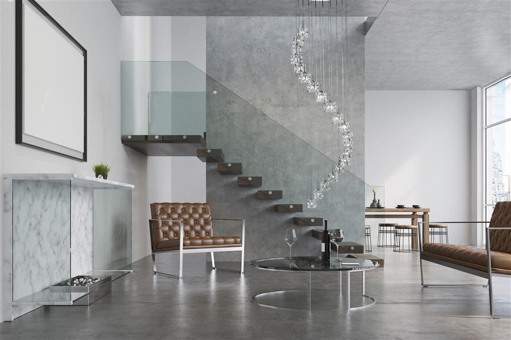 Ice Cube Ø45 Krom taklampa från Searchlight - Varje kub rymmer en integrerad LED-ljusk&auml;lla som avger ett starkt, klart vitt ljus och skapar ett effektfullt sken genom det transparenta glaset.