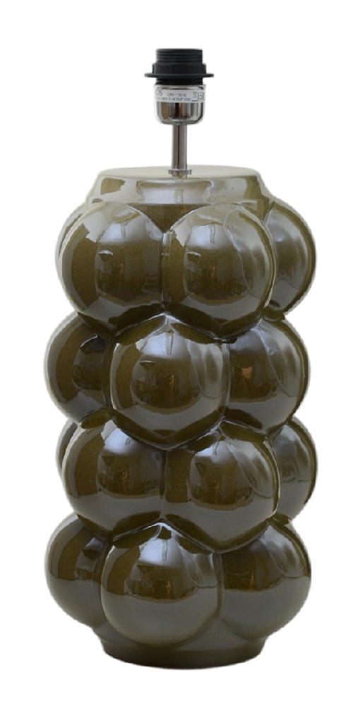 Zoom bild av Bubbles 47cm Olivgrön från Hallbergs - Bubbles &auml;r en dekorativ lampfot i keramik med en lekfull och uttrycksfull form.