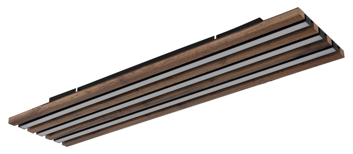 Hayden 80cm Trä plafond från Globo Lighting - Den rektangul&auml;ra plafonden Hayden &ouml;vertalar med sin moderna akustikpanel-look och bidrar med en h&auml;rlig ljusspridning i rummet.