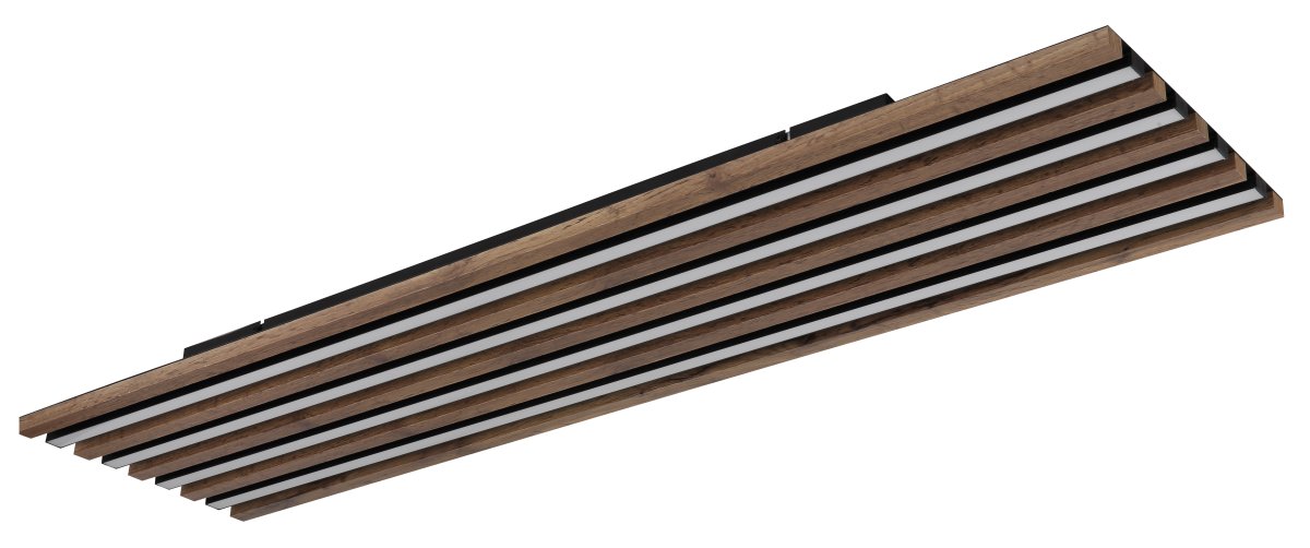 Hayden 120cm Trä plafond från Globo Lighting - Den rektangul&auml;ra plafonden Hayden &ouml;vertalar med sin moderna akustikpanel-look och bidrar med en h&auml;rlig ljusspridning i rummet.