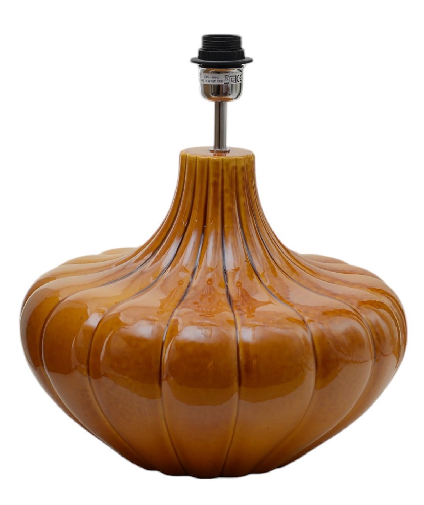 Harmony 40cm Mörkgul från Hallbergs - Harmony lampfot &auml;r en dekorativ lampfot i keramik med en mjuk, rundad form och vackert r&auml;fflad struktur.