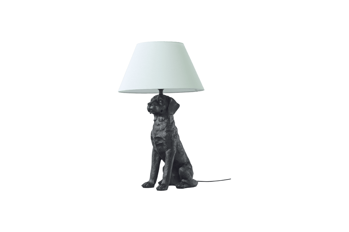 Retriver 70cm Svart bordslampa från Aneta Lighting - Med tillh&ouml;rande naturvit textilsk&auml;rm som bidrar med ett mjukt och trivsamt ljus.