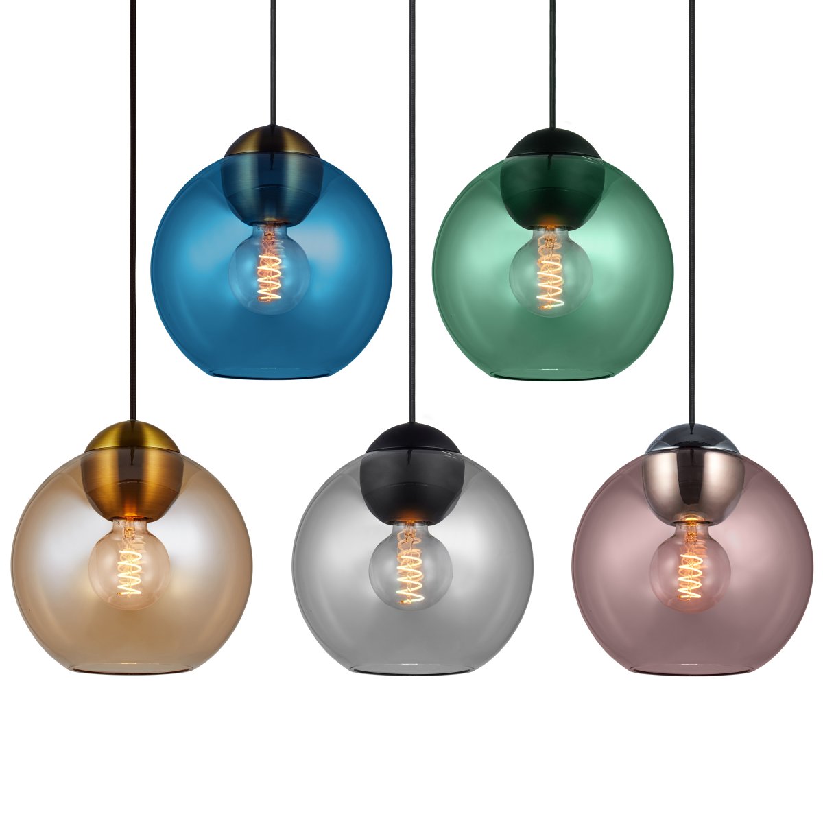 Bubbles Ø24 Amber taklampa från Halo Design - Det ambertonade glaset i kombination med detaljerna i antikm&auml;ssing bidrar med en elegans och ger en fin ljusspridning i rummet n&auml;r den &auml;r t&auml;nd.