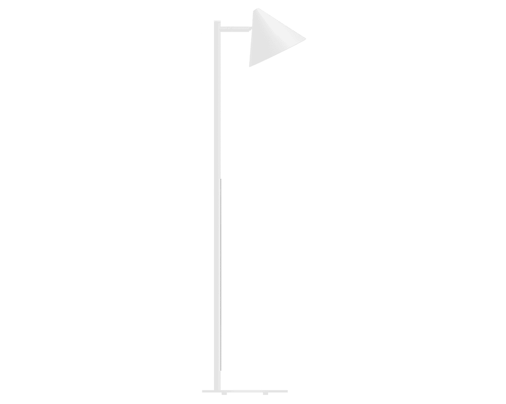 Tratt Micro Vit golvlampa från Westal - Sk&auml;rmen &auml;r vridbar och vinklingsbar s&aring; att ljuset med enkelhet kan riktas &aring;t &ouml;nskat h&aring;ll.