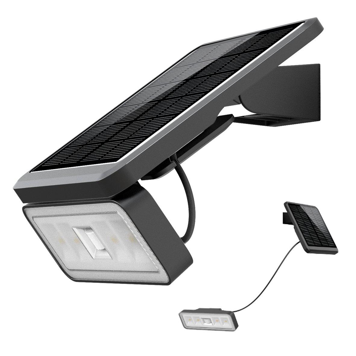 Designlight - Batteridriven str&aring;lkastare med sensor - Solcellslampa - Svart