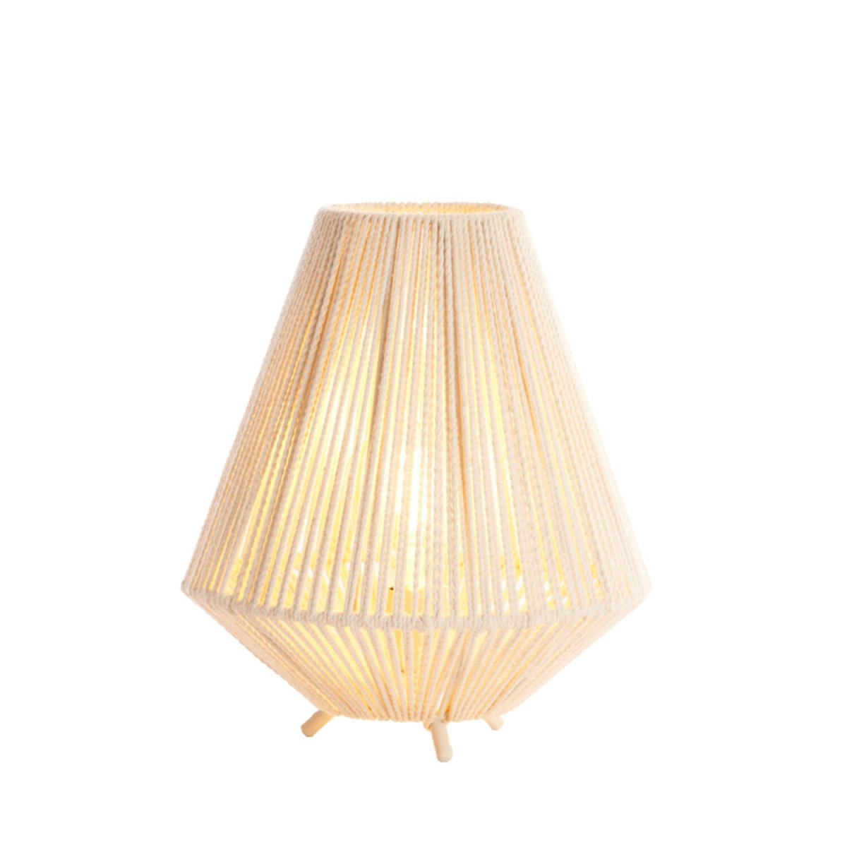 Felida 32cm Krämvit bordslampa från Light & Living - Den geometriska formen och det mjuka materialet ger en bohemisk och naturlig k&auml;nsla, perfekt f&ouml;r att addera en mysig atmosf&auml;r i ditt hem.