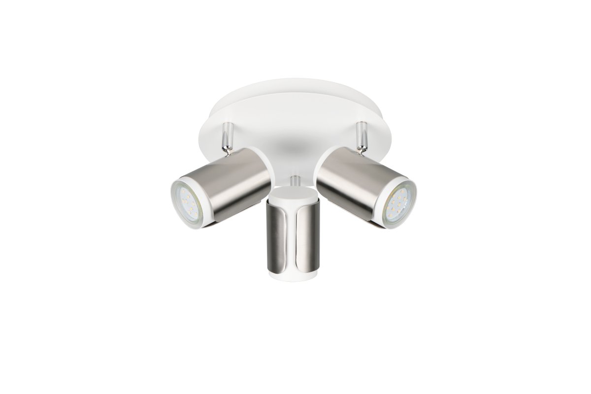 Gillan 3 Borstad stål spotlight från Trio Lighting - Gillan &auml;r en stilren spotlight med eleganta detaljer i borstat st&aring;l.